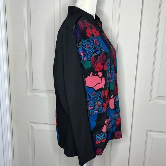 Goldwater Creek Sateen Floral Patchwork Pattern Japanese Style Jacket L - Picture 8 of 16